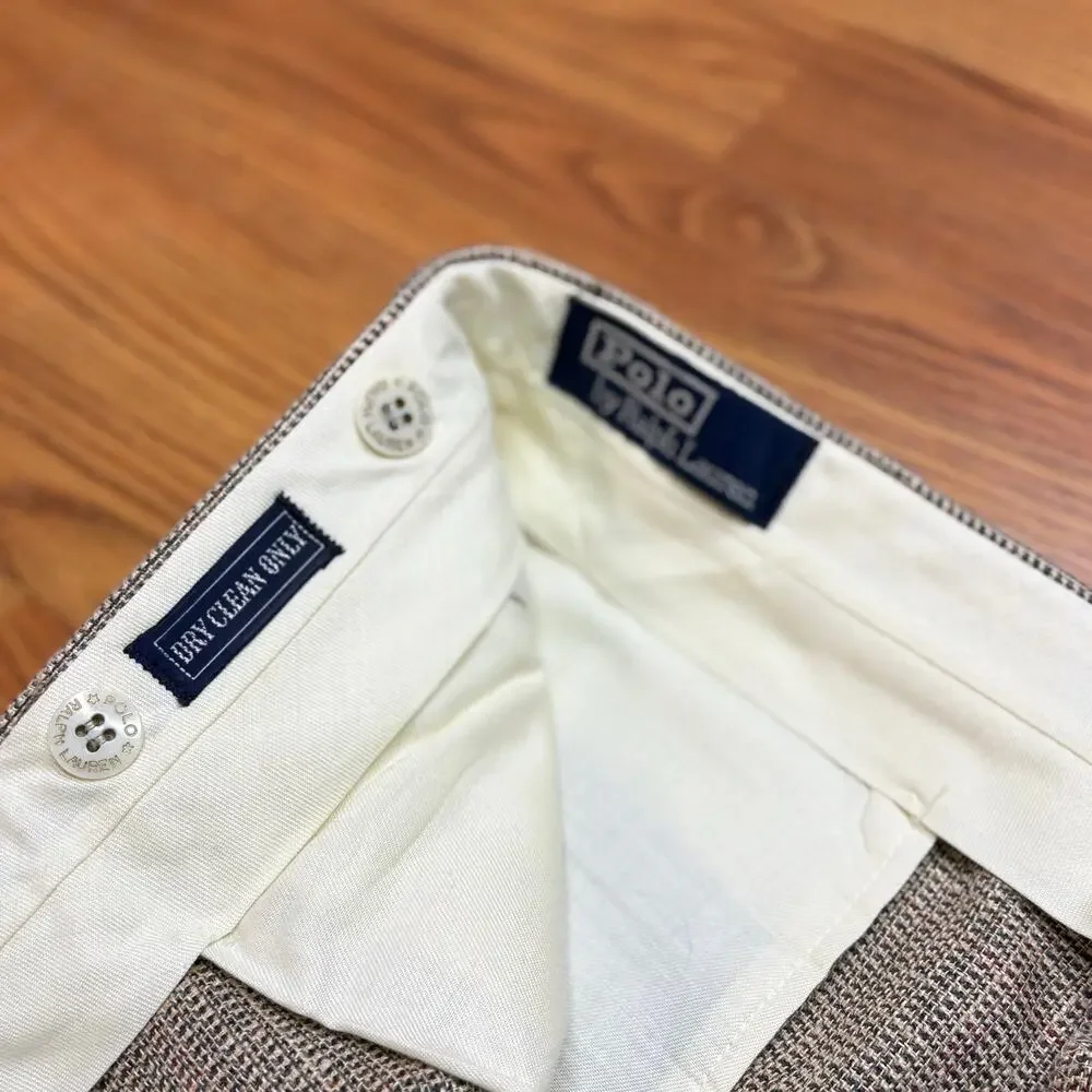Vtg Polo Ralph Lauren USA Pleated Houndstooth Dress Pants Mens 33x31 Wool Cuffed